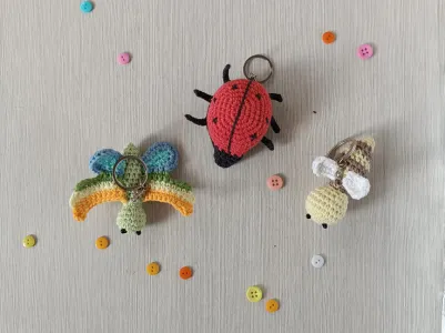 Keychains Bee, Butterfly and Ladybug