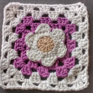 Six Petal Flower Granny Square / Cuadrado Flor 6 Petalos