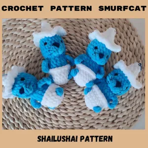 Crochet Pattern Smurfcat mushroom plushie, shailushai pattern