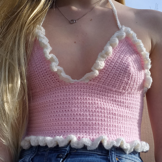 Crochet Ruffle Bralette Top Tutorial