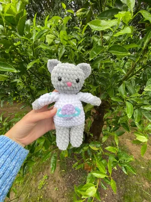 Low-Sew Saturn Cat, Cute Cat plush with Saturn Sweater