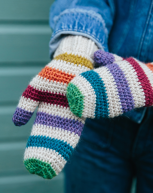 Self Striping Crochet Wrist Warmers - Zeens and Roger