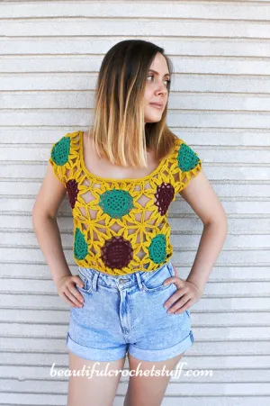 Crochet Lace Sunflower Top Pattern