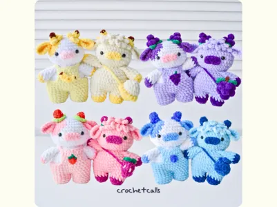 8-in-1 Fruit Cows Pattern Bundle, Strawberry Banana Grape Blueberry