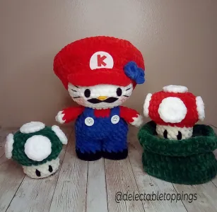 Super Kitty Plumber w/Mushroom and Pipe