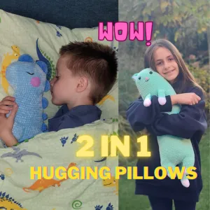 2 in 1 Hugging Pillows Bundle. Dino & Cat. Save 30%!