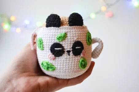 Panda mug crochet pattern