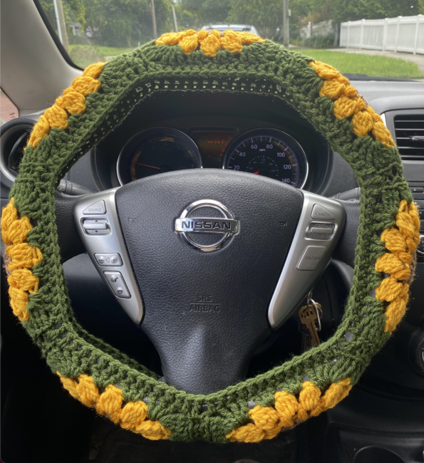 Sunflower Crochet Steering Wheel Cover -  Denmark