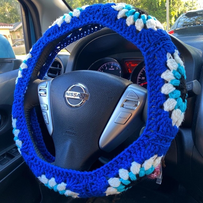 Sunflower Crochet Steering Wheel Cover 