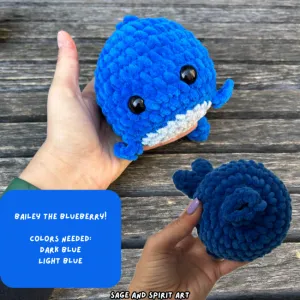 No Sew Bailey the Blueberry Fruit Whales Crochet pattern