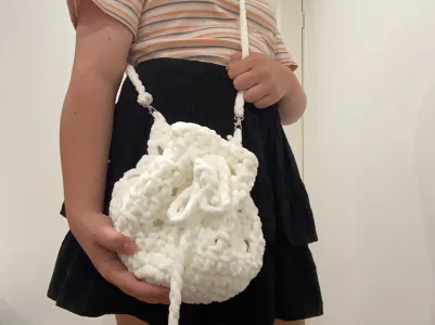 Crochet drawstring bag with simple pattern