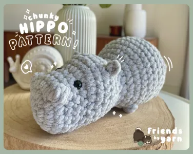 No Sew Chunky Hippo Plushie Crochet Pattern