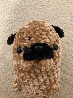 Cute Sitting crochet pug