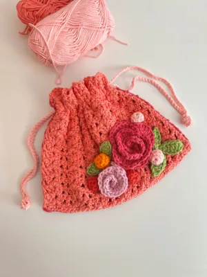 Flowers pouch bag - visual pattern