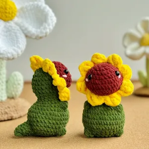 Sunflower Dinosaur No Sew Crochet Pattern, No Sew Amigurumi Crochet Patterns, Dinosaur Crochet Pattern, Dinosaur No Sew Crochet Pattern