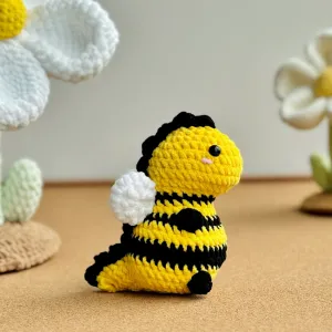 Bumble Bee T-rex No Sew Crochet Pattern, No Sew Amigurumi Crochet Patterns, Dinosaur Crochet Pattern, Dinosaur No Sew Crochet Pattern