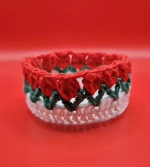 Crochet Floral Rose Basket, trinket dish