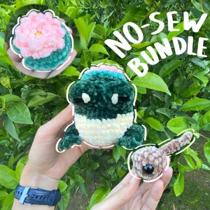 3 in 1 NO-SEW Minecraft Frog, Tadpole & Lily Pad, Crochet Minecraft Collab Patterns