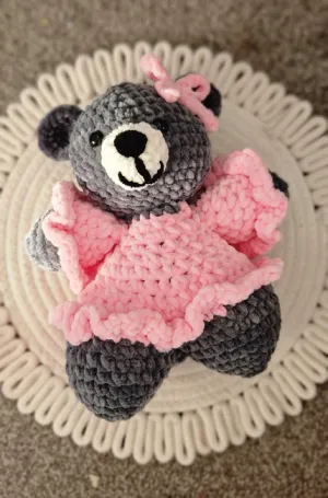 Cute Bow Bear crochet pattern with dress and bow