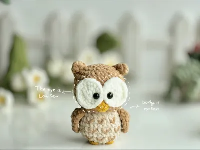 Owl Low Sew Crochet Pattern, No Sew Amigurumi Crochet Patterns, Crochet Pattern, Plushie Pattern