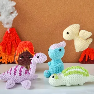 Combo Dinosaur No Sew Crochet Pattern, Parasaurolophus Pattern, Pterosauria Pattern, Ankylosaurus Pattern, Plesiosaurus Crochet Pattern