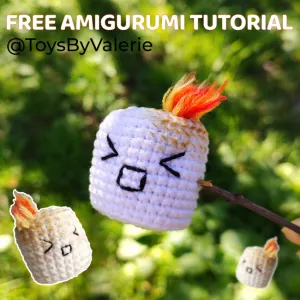 Burning Marshmallow Keychain Free Pattern + Amigurumi Tutorial