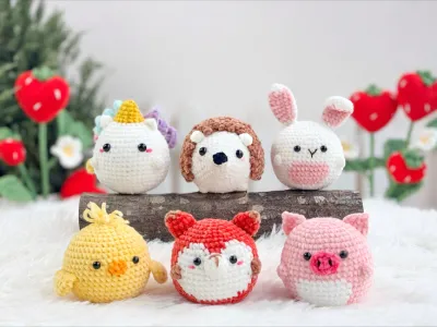 No Sew Amigurumi Crochet Pattern, No Sew Crochet | Fox Pattern, Hedgehog Pattern, Unicorn Pattern, Chick Pattern, Bunny Pattern, Pig Pattern