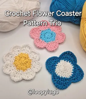 Crochet Flower Coaster Trio Pattern