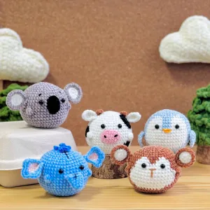 No Sew Amigurumi Crochet Pattern, No Sew Crochet | Koala Pattern, Milk Cow Pattern, Monkey Pattern, Elephant Pattern, Penguins Pattern