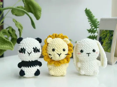 Zoo Animals No Sew Crochet Pattern, No Sew Amigurumi Crochet Patterns, Panda Crochet Pattern, Rabbit Crochet Pattern, Lion Crochet Pattern