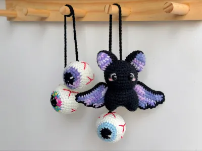 Halloween Crochet Patterns, Eye Crochet Pattern, Bat Crochet Patterns
