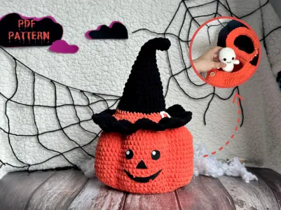 Pumpkin Halloween Bucket Crochet Pattern, Halloween Crochet Pattern, Halloween Amigurumi Crochet Patterns