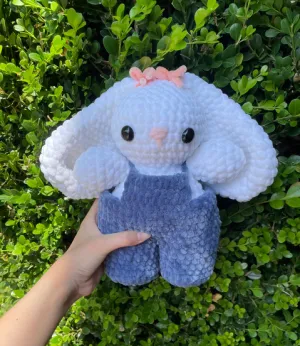 Crochet bunny in overalls (no-sew)