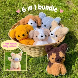 Pocket Pets 6 in 1 Pocket Pups bundle + free Pocket Kitty pattern