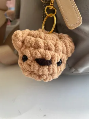 Crochet BEAR Head Keychain with Free Video Tutorial