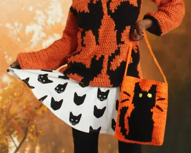 The Halloween Cat Crochet Tote