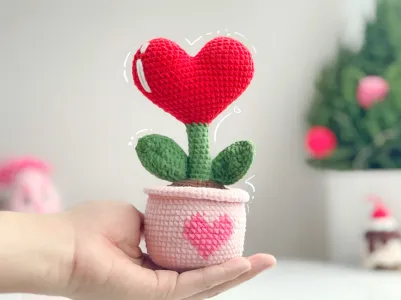 Heart Plant in a Pot Crochet Pattern, Valentine Crochet Pattern, Heart Crochet Pattern, Plant Crochet Pattern, Valentine Plant Pattern