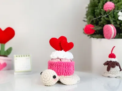 Turle Pink Cupcake Crochet Pattern, Turle Cupcake Pattern, Turle Crochet Pattern, Valentine Crochet Pattern, Valentine Ornament Crochet