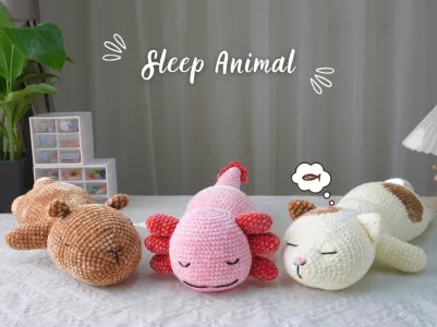 Combo 3in1 Amigurumi Crochet Pattern, Axolotl Crochet Pattern, Capybara Crochet Pattern, Cat Crochet Pattern, Animal Crochet Pattern