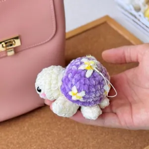 Baby Turtle Daisy Keychain Crochet Pattern, Crochet Amigurumi, Amigurumi Turtle Keychain, Turtle Crochet Patterns, Easy Pattern