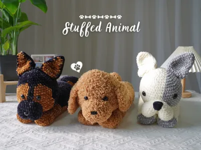 Combo 3in1 Amigurumi Crochet Pattern, Poodle Crochet Pattern, French Bull Dog Crochet Pattern, German Shepherd Dog Crochet Pattern