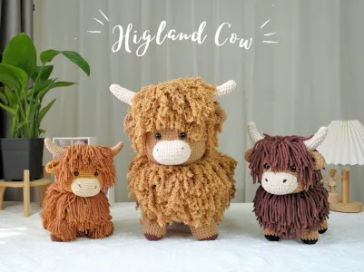 Highland Cow Bigsize Crochet Pattern, Amigurumi Crochet Pattern, Highland Cow Stuffed Plush Pattern