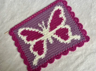 Cute Heart Butterfly Y2K Crochet Tapestry Pattern