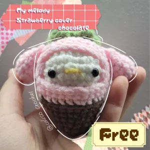 my melody strawberry cover chocolate (no-sew)