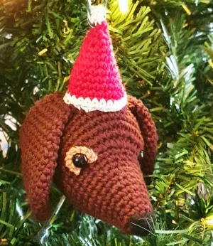 Dave the Dachshund crochet bauble pattern