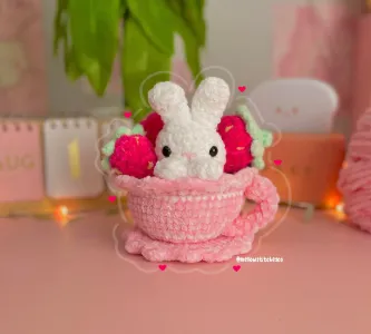 Strawberry Teacup Bunny Crochet Pattern