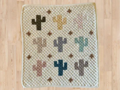 C2C Mini Saguaro Baby Blanket