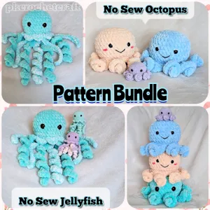 Bundle of No Sew Patterns, Jellyfish & Octopus