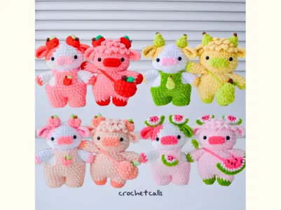 8-in-1 Fruit Cows Pattern Bundle, Apple Peach Pear Watermelon