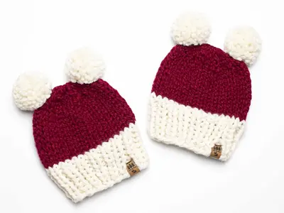 Santa Double Pompom Winter Hat Christmas